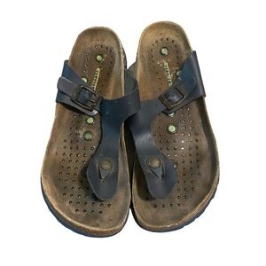 Sanosan Geneve Nappa Women's Sandals Blue Leather 10 41 Reflexology Sietelunas